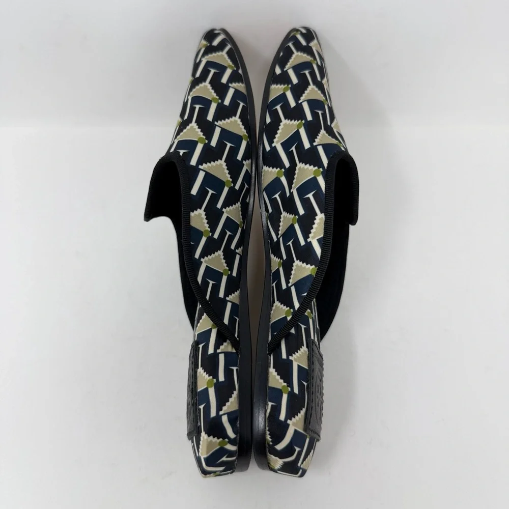 Tory Burch Martini Glass Satin Mules Blue Size 5